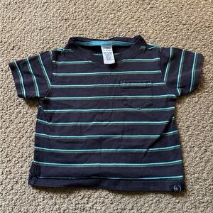 Gymboree Navy Tee with Teal & Light Green Stripes and Pocket